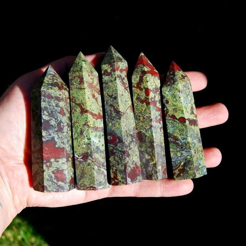 Dragon Bloodstone Healing Crystal Tower Point Wands Reiki Obelisk Mineral Rocks