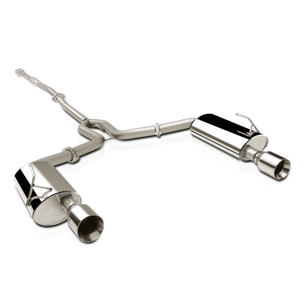 SS Dual Muffler 4" Beveled Edge Tip Catback Exhaust System for 0408