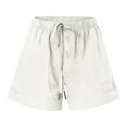 thumbnail image 6 of QATAINLAV Shorts for Women Plus Size, Casual Drawstring Elastic Waist Beach Shorts Summer Loose Wide Leg Shorts Solid Going Out Short Pants with Pockets Sales of the Day White 4XL, 6 of 8