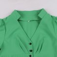 thumbnail image 4 of QLEICOM 1950's Dresses for Women Vintage, Short Sleeve V-Neck Lapel Dress, Solid Formal Stretch Slim Button High Waist Swing Dress, Audrey Hepburn Style Party Dresses Green XXL, 4 of 4