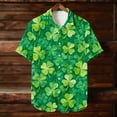 thumbnail image 5 of ZunFeo Mens St. Patrick's Day Green Short Sleeve Button Down Shirt Casual Relaxed Fit Watercolor Shamrock Camp Collar Top,Size 2XL, 5 of 8