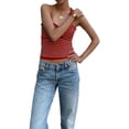 thumbnail image 6 of Genuiskids Women Knitted One Shoulder Crop Top Sexy Backless Strappy Cami Tops Sleeveless Striped Tank Aesthetic Bustier Tops Streetwear, 6 of 9