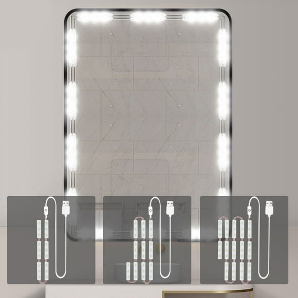 Cagogo under $5 3Pcs LED Vanity Mirror Lights, LED Vanity Mirror Lights Dimmable Makeup Strip, Bathroom Mirror Lighting for Vanity Table, Touch Control LED Lights, Memory Function Light Strip