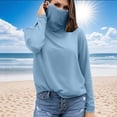 thumbnail image 2 of Hauts pour Femmes avec Cache-Cou, chandail-Over Rafraîchissant, Protection Solaire, Manches Longues, Respirant, Léger, Chemises d'Été pour Camping Randonnée Bleu, 2 of 6