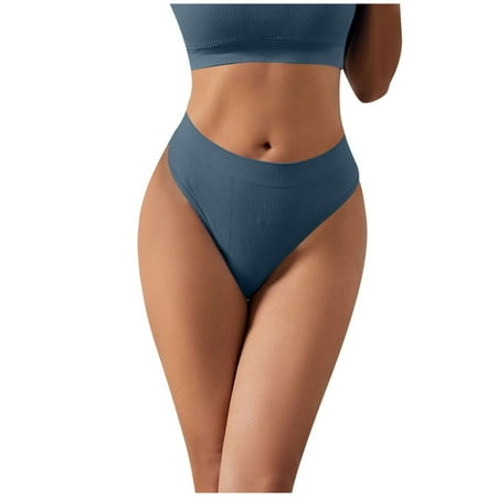 BYHONG Women s Thong Yoga Seamless Thread Middle and Low Waisted Sexy Sports Triangle Underwear Women Panties BU2 One Size