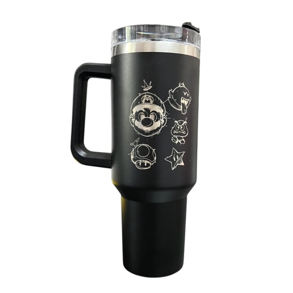 Termo de acero inoxidable color negro de 1.2 litros, Mario Bros