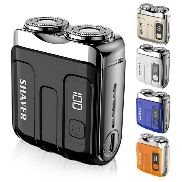 Mini afeitadoras portátiles para hombres, afeitadoras de doble cabezal magnéticas, resistentes al agua IPX7, recargables por USB, con un solo botón, afeitadoras eléctricas largas.