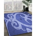 thumbnail image 3 of Ahgly Company Machine Washable Indoor Round Transitional Sky Blue Area Rugs, 3' Round, 3 of 7
