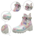 thumbnail image 5 of Rokment Sparkly Rhinestones Platform Combat Boots for Women Fashion Bling Leather Chunky High Heel Dress Ankle Booties Fall Winter Multicolour Size 9.5, 5 of 7