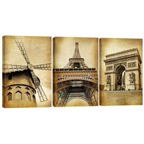 Hieng Famous Architecture Canvas Prints Wall Art Paris City Building Pictures Paintings for Living Room Bedroom Home Decorations Modern 3 Piece Stretched Landscape Artwork