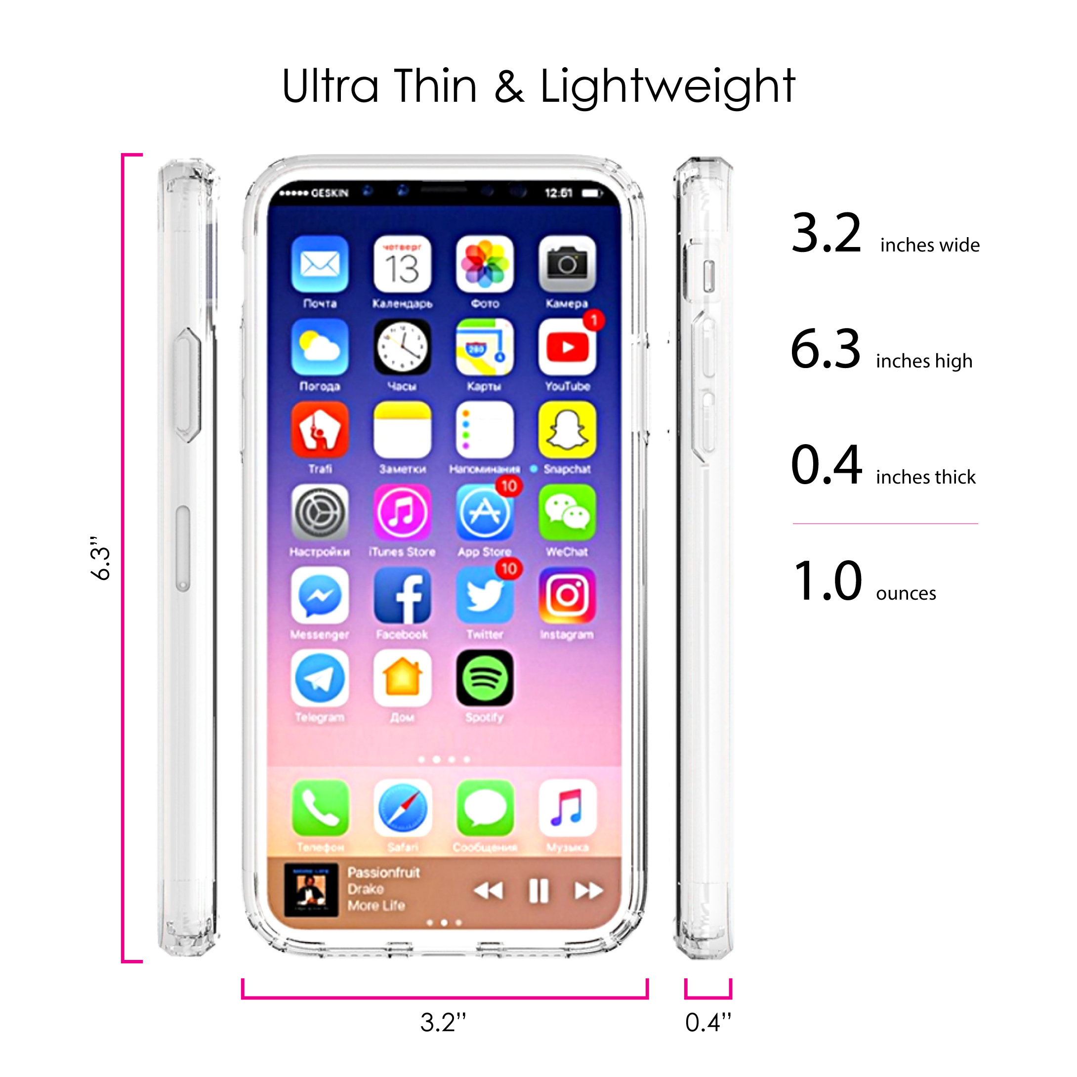 DistinctInk Clear Shockproof Hybrid Case for iPhone XS Max (6.5" Screen) - TPU Bumper Acrylic Back Tempered Glass Screen Protector - Darling Don't Forget to Fall In Love with Yourself - image 5 of 5