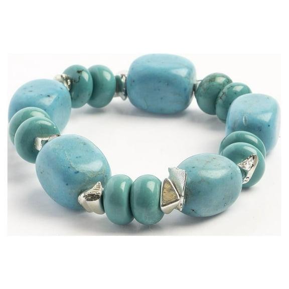 Semi-Precious Dyed Stabilized Turquoise Natural Blue Gemstone Bracelet, Stretch Bracelet #27