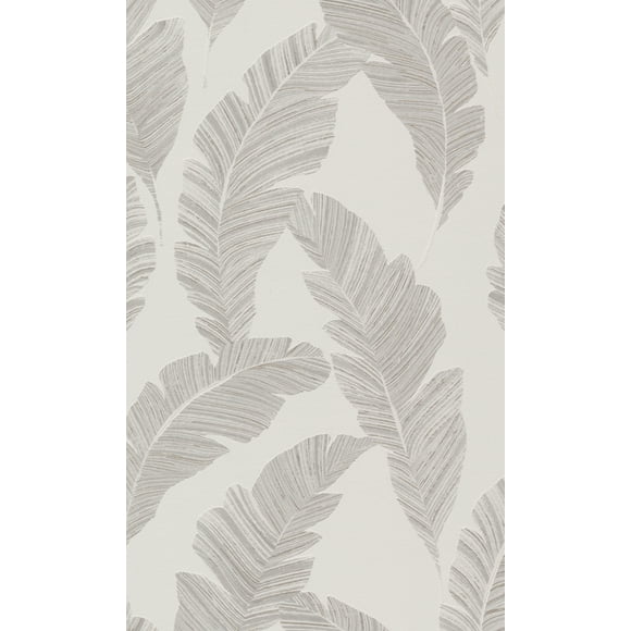 White Sketched Leaves Botanical 57Sqft Non-Woven Non-pasted Double Roll Wallpaper R8021