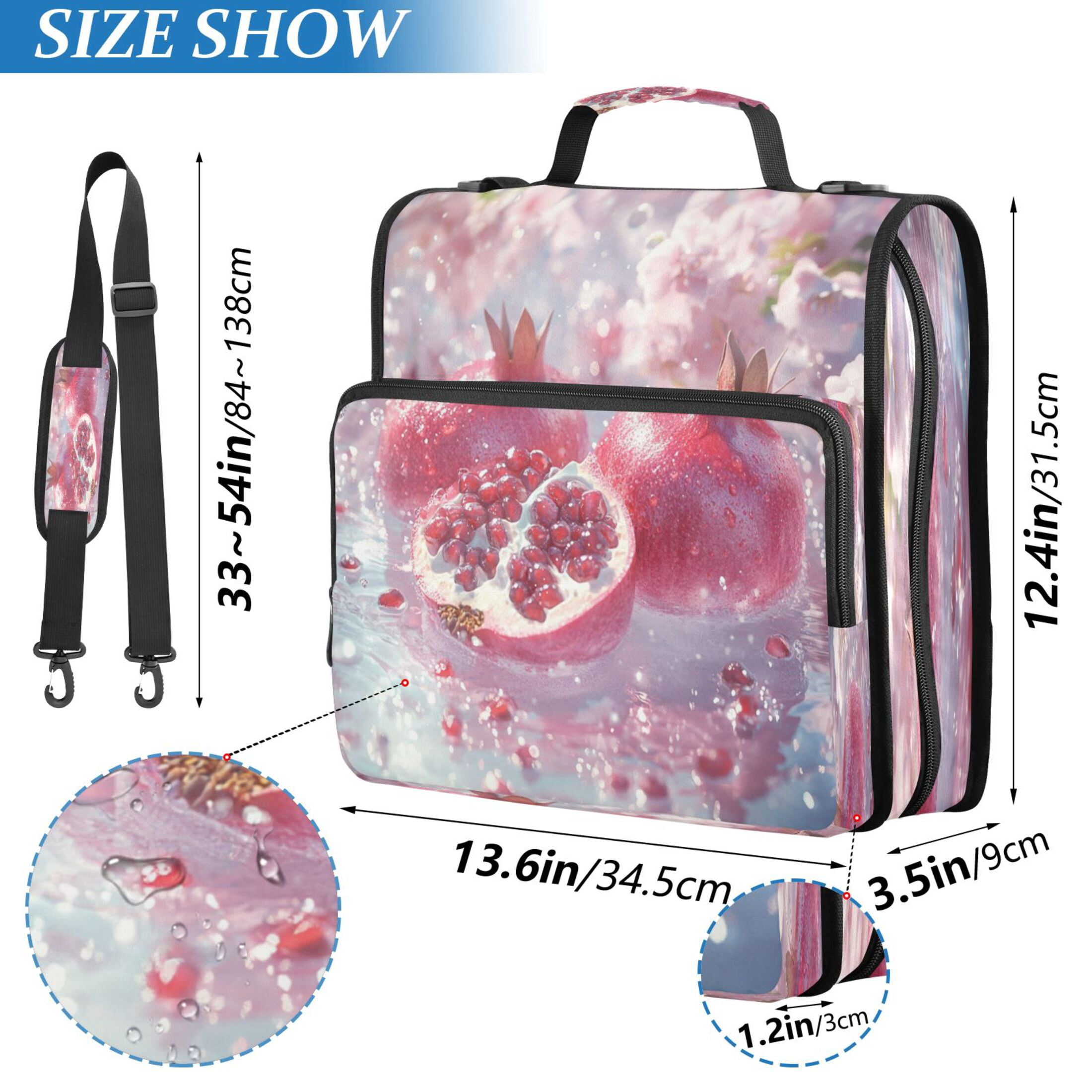 YAZAOO Zipper Binder trapper keeper Documents Organized Design Sparkling Pomegranate Dreams Printed