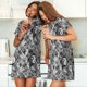 thumbnail image 4 of Fotbe Yin Yang With Black And White Bata de Dormir para Mujer con Estampado, Camisón de Algodón de Manga Corta, Ropa de Dormir Casual, 4 of 6