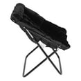 thumbnail image 6 of Emma + Oliver Oversized Faux Fur Folding Saucer Chair for Dorm, Bedroom, Black Faux Fur/Black Frame, 6 of 13