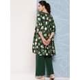 thumbnail image 6 of Janasya Indian Women's Bottle Green Crepe Foil Printed Short Kurta with Palazzo, 6 of 7