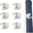 thumbnail image 1 of HAHADAXA Leaf Napkin Rings 6,Leaves Napkin Rings for Table Setting,Metal Leaf Napkin Holder Rings for Party Silver, 1 of 1