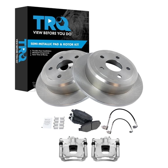 TRQ Rear Brake Pad & Rotor Kit Semi-Metallic Fits 2007-2013 Jeep Wrangler
