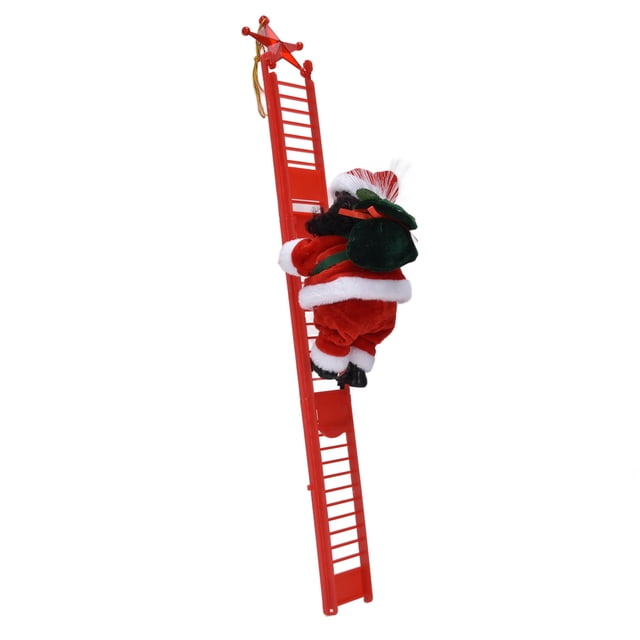 Juguete eléctrico de Papá Noel, carrera negra, escalada, decoraciones para árboles de Navidad, adornos de escaparate, escalera única óptica