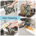 thumbnail image 2 of Yayeee 6 Pack Kitchen Dish Cloths Set for Washing Soft Drying Absorbent Microfiber Towels, Green Peacock Pattern, 2 of 9