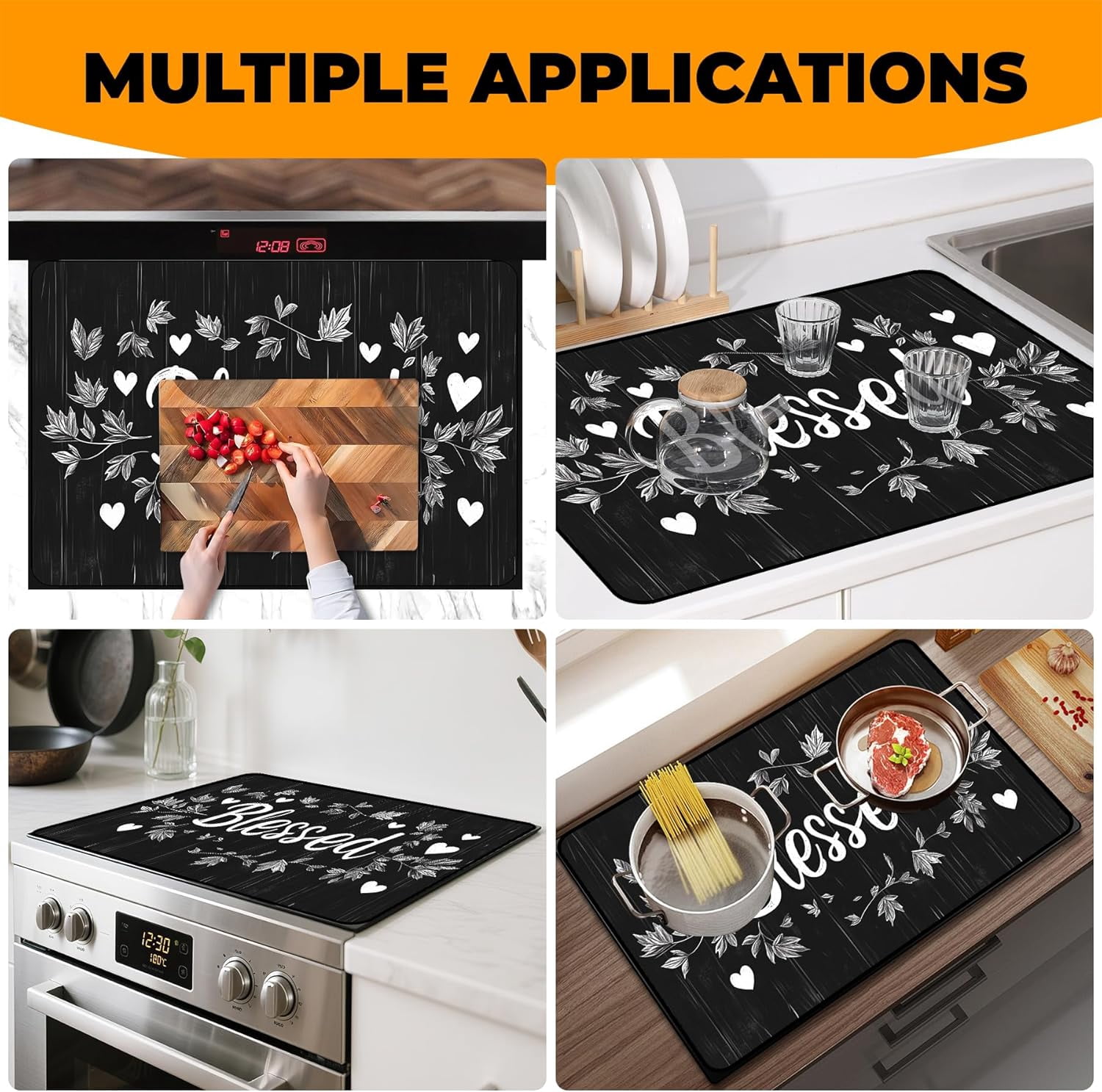 Heat-Resistant Glass Stove Top Cover with Anti-Slip Rubber Coating – 28.5x20.5 Inch Electric Stove Protector, Scratch-Resistant, Expands Counter Space, Stylish Kitchen Decor