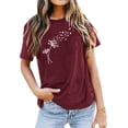 thumbnail image 1 of TSADFHJI Chandails en Molleton pour Femmes Coton Manches Courtes Mode Décontractée Impression Mots Col Rond Tee Tops Tunique Blouse L Rouge, 1 of 5