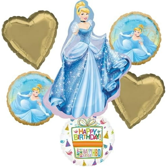 Cinderella Birthday Party Supplies 6pc Balloon Bouquet Decorations