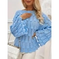 thumbnail image 2 of Flared Sleeves Slash Neck Sweater (XL, Blue), 2 of 4