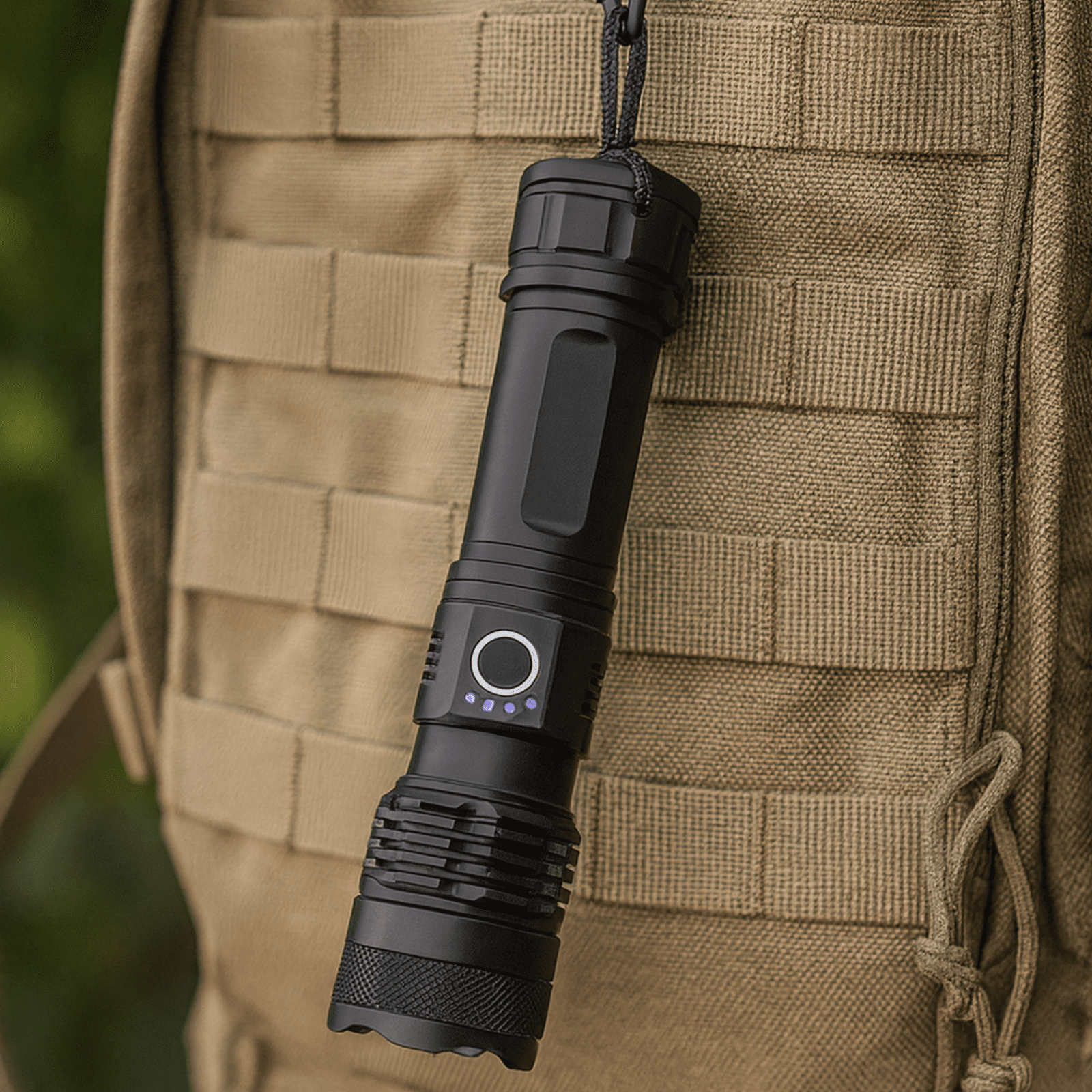 ASR Tactical 2000 Lumen 5-Stage Rechargeable Flashlight with Adjustable Beam and SOS Mode, 7.5 Inches