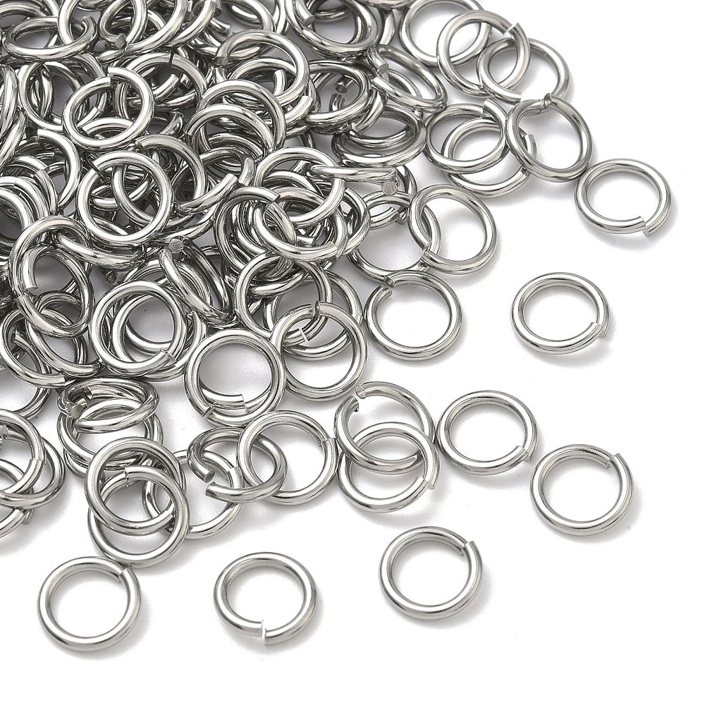 Resistant 304 Stainless Steel Open Jump Rings Saw Cut Round Stainless Steel Color 10x1.5mm 15 Gauge Inner Diameter: 7mmr Hole: 7mm