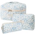 thumbnail image 1 of Lukovee Bolsa de Maquillaje Acolchada de Algod&oacute;n de Impermeable, 3 Pcs Bolsa de Cosm&eacute;ticos de Viaje de Grande Capacidad, Port&aacute;til Neceser Viaje Bolsa de Aseo Makeup Ba, 1 of 8