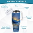 thumbnail image 6 of Iauyy Stainless Steel Insulated Tumblers , 40oz/30oz Handle BPA-Free, 8Hour Hot/ 4Hour Cold for Travel Sports Outdoor Camping，Blue Gold Glitter Art, 6 of 9