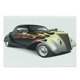 thumbnail image 1 of Vintage Cutting Board, Retro 40s Drag Car with Ombre Print Art, Decorative Tempered Glass Cutting and Serving Board, Large Size, Grey Orange, by Ambesonne, 1 of 1