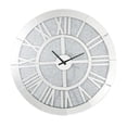 thumbnail image 1 of Benjara BM225866 Mirror Panel Frame Wall Clock with Crushed Faux Diamond Inlay, Silver, 1 of 5