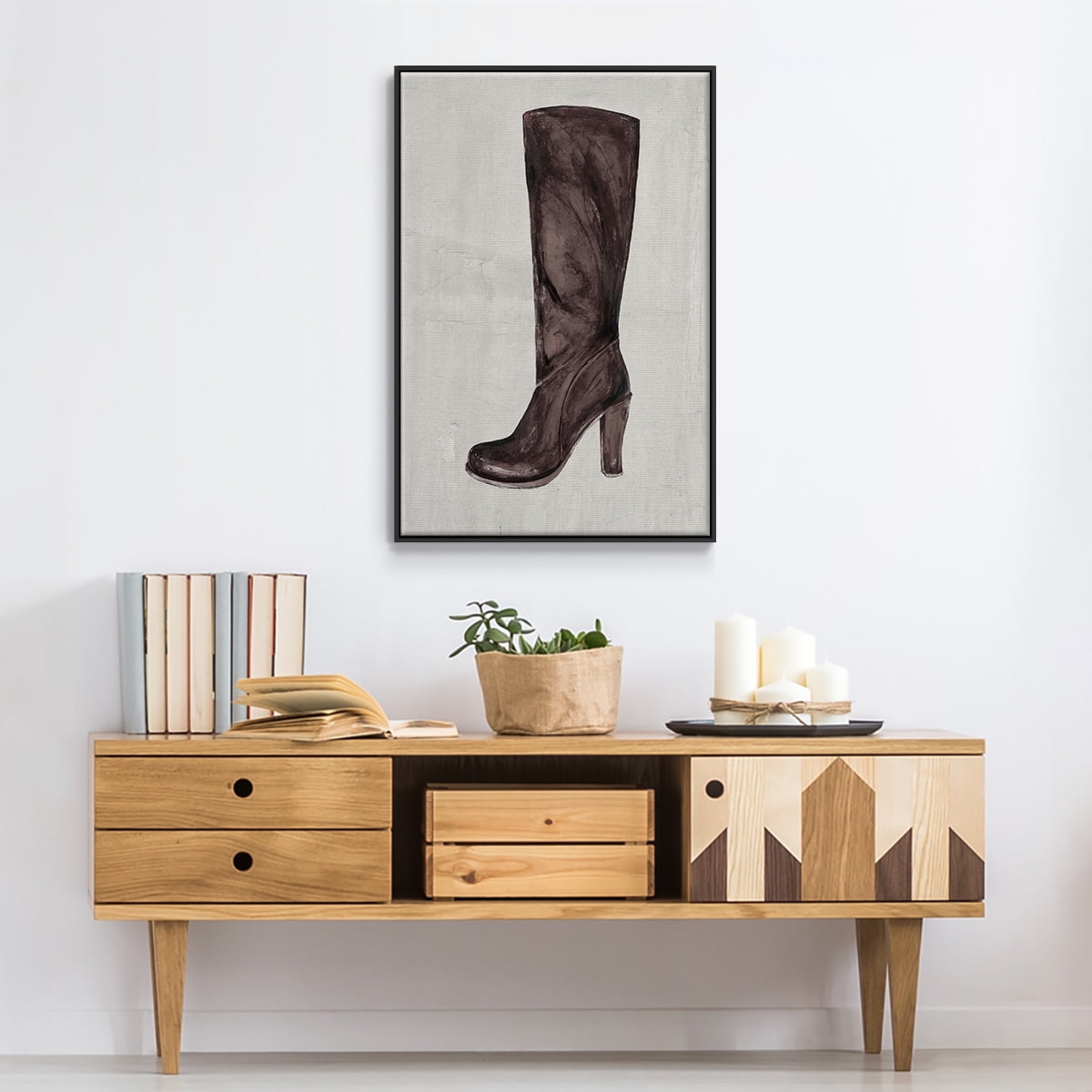 The Shoe Fits III V1 Framed Premium Gallery Wrapped Canvas - Ready to Hang - 25 x 37 - Black Floating Frame