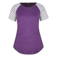 thumbnail image 4 of Womens Plus Size Tops Short Sleeve T Shirts Striped Raglan Tee Shirts Causal Summer Tunics Blouses, 4 of 7