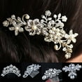 thumbnail image 2 of Grofry Hair Clip Women Wedding Flower Rhinestone Faux Pearl Bridal Hair Comb Jewelry, 2 of 7