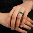 thumbnail image 3 of SZUL Women's Emerald and Black Diamond Ring in 10K White Gold, 3 of 6