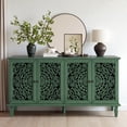 thumbnail image 2 of GZXS Vintage 59.84-Inch Buffet Sideboard in Antique Green, Wooden Media Console Cabinet with 4 Carved Doors & Adjustable Storage Shelves, Fits 65"+ TVs, for Dining or Living Room, 2 of 7