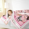thumbnail image 4 of jejeloiu Western Cowgirl Full Size Comforter Sets,Rustic Farmhouse Horse Bedding Comforter Set,Kawaii Pink Flower Bedding Sets For Girls,Luxury Bedroom Decor,3-Piece, 4 of 8