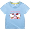 thumbnail image 5 of Camiseta de manga corta de algodón para niños de Hello Kitty, camisa de fondo para niños y niñas, ropa superior blanca de media manga de verano para bebés, 5 of 5