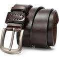 thumbnail image 2 of Stylish Men's Leather Belt, Genuine Leather With Classic Buckle, Adjustable Fit - Brown, Black, 115Cm, Detachable Buckle For Customization, 2 of 7