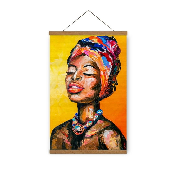 Canvas Wall Art African Woman Canvas Prints Abstract Canvas Photo Picture Artwork with Wooden Magnetic Hanger Frame Canvas Wall Decor