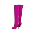 thumbnail image 3 of Eloshman Women Casual Zip Up Over The Knee Boots Formal Tall High Heels Non-Slip Stiletto Heel Rose Red 9, 3 of 8