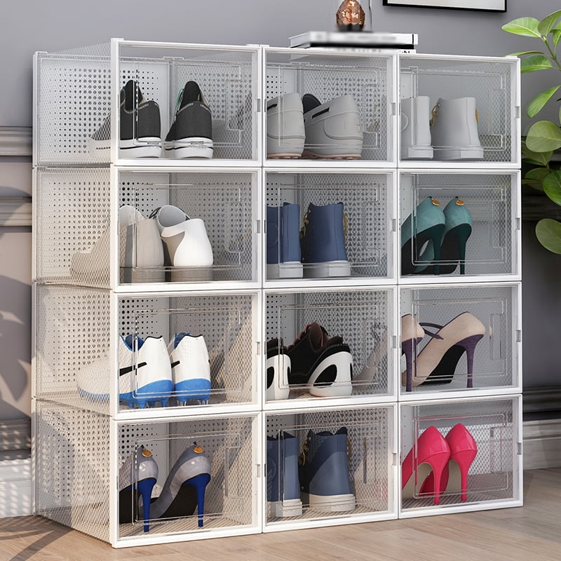 4/6PCS Men Women Stackable Shoe Box Ventilated, Transparent Shoe