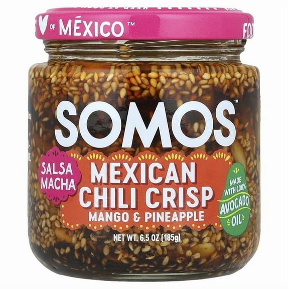 Somos, Salsa Macha, Mexican Chili Crisp, Mango & Pineapple, Medium, 6.5 oz Pack of 2