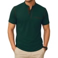 thumbnail image 2 of RICHCOIN Henley Men Shirts Short Sleeve T Shirts for Men Summer Tops Classic Pocket Button Casual Color Block Green Tees Size XXL, 2 of 7