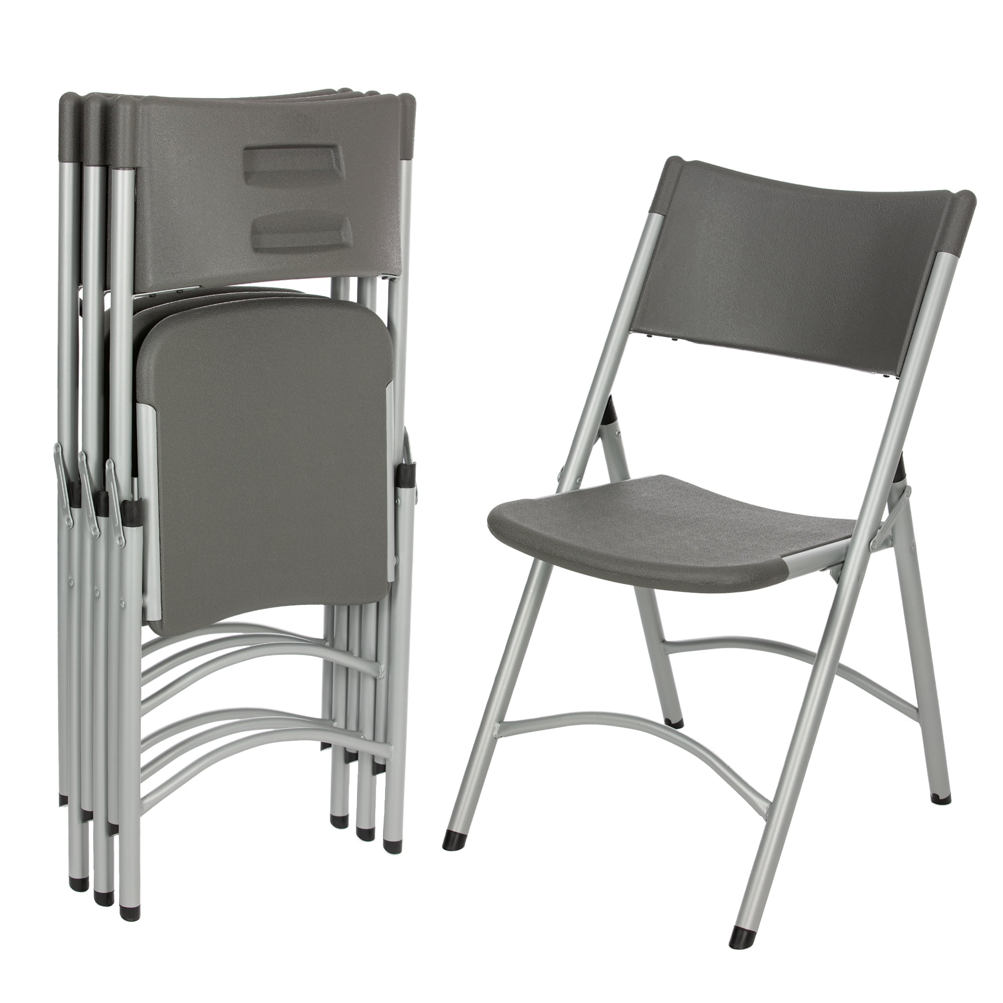 Hampden Furnishings Gwnyeth Collection Blow-Molded Plastic Folding Chair, Charcoal, Pack of 4