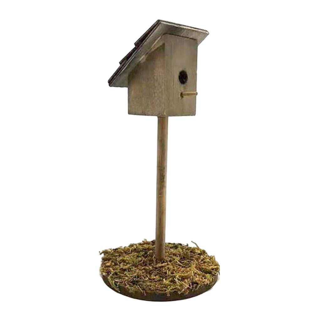 Dollhouse Miniature Wood Bird house resin flower pot & bag bird seed 1/12 scale 